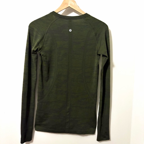 Lululemon Swiftly Tech Long Sleeve Crew Neck Top Thumb Holes Dark Olive Green - Picture 9 of 11